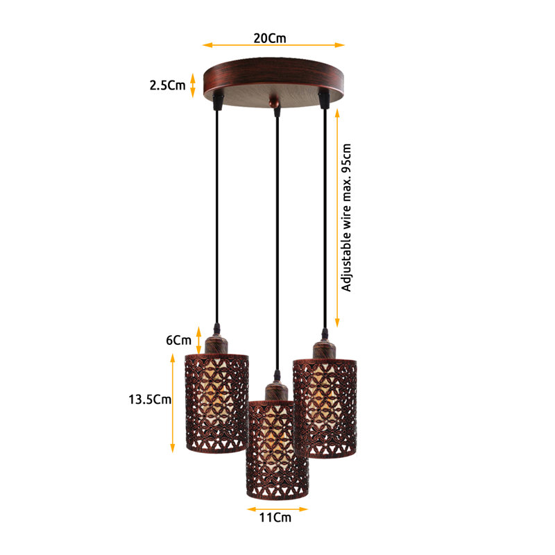 Renwick 3 - Light Cluster Pendant, Rustic Red