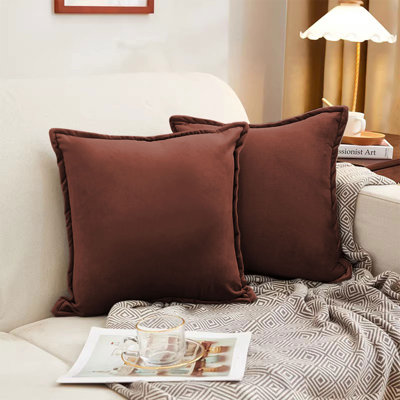 Housses de coussin en velours doux MEISIMENGSHA, ensemble de 2 - Coussins décoratifs carrés pour canapé, canapé, chambre à coucher, salon