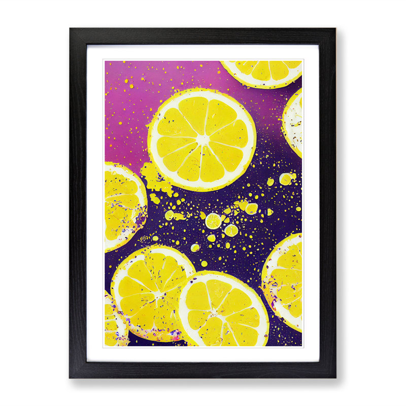 Tuveson Lemon Fruit Splatter - Framed Print, Black, 34cm H x 25cm W x 1.99cm D