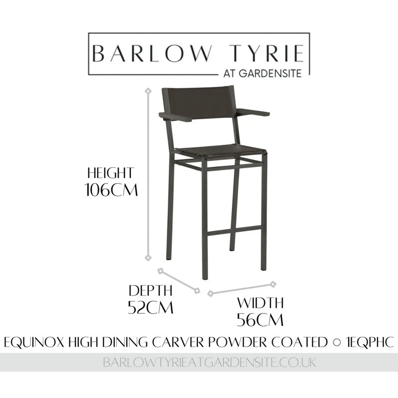 Equinox Outdoor Bar Stool, Graphite, Carbon