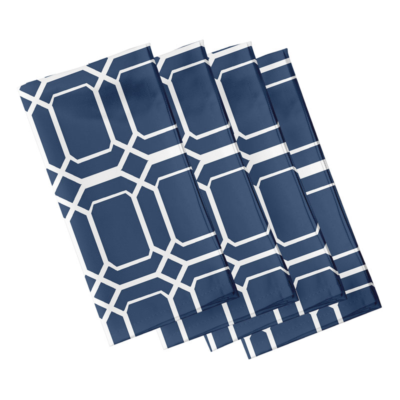 Synthia Polyester Geometric Square Napkin, Blue