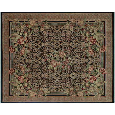Tapis noir/brun/rouge en laine 8 pi 2 po x 10 pi one-of-kind fait main kilim Massimo