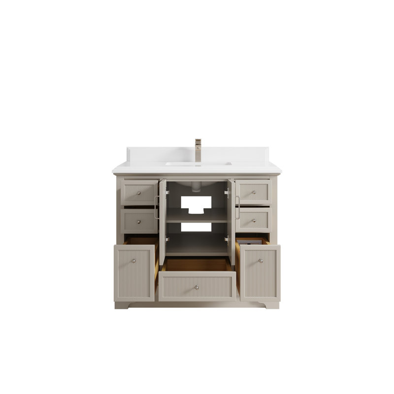 Meuble-lavabo simple 42 po avec plateau Alys, Blanc