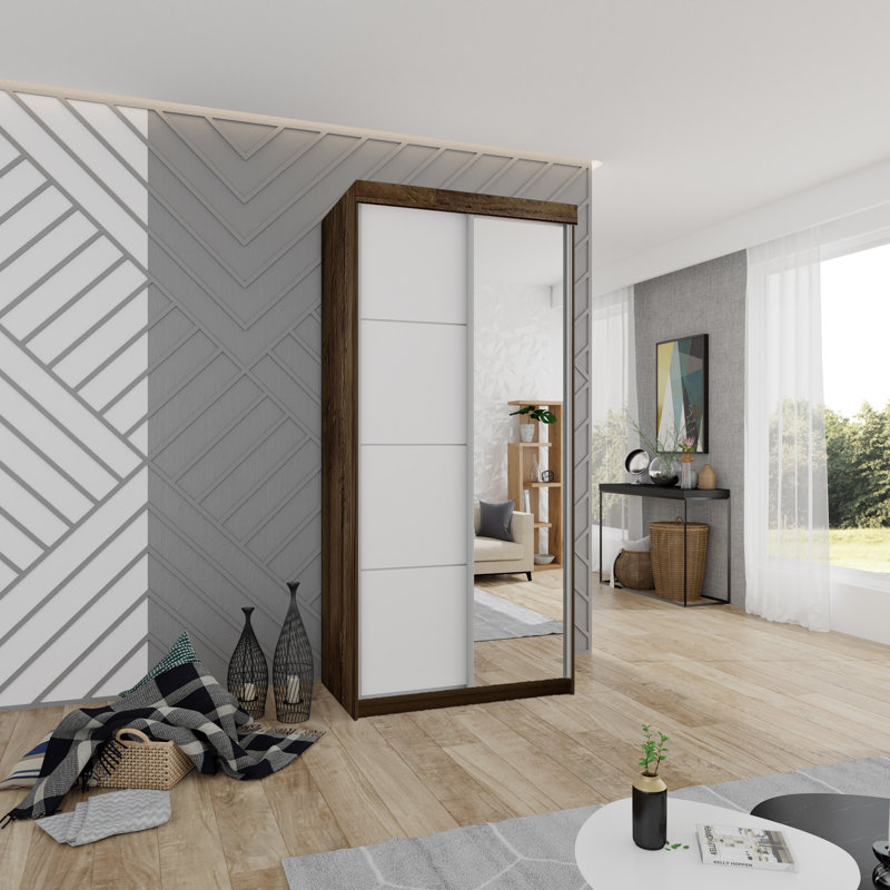 Eagleton 2 Door Wardrobe, Walnut/White