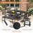 59" Patio Dining Table Set with 4 Padded Swivel PVC-Coated Polyester Chairs & 2 Benches-561000461
