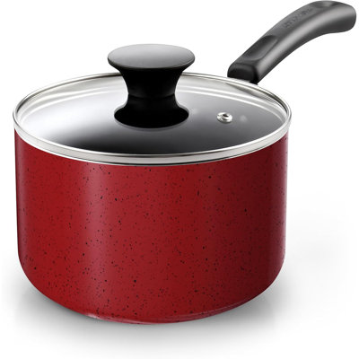 Non Stick Sauce Pan, 1 Quart Saucepan With Glass Lid, Nonstick  Multi-Purpose Pot, Milk Chocolate Aluminum Cooking Pot Pan With Stay-Cool Handle, Marble