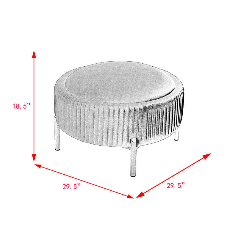 Repose-pieds rond avec rangement Chynna, Beige