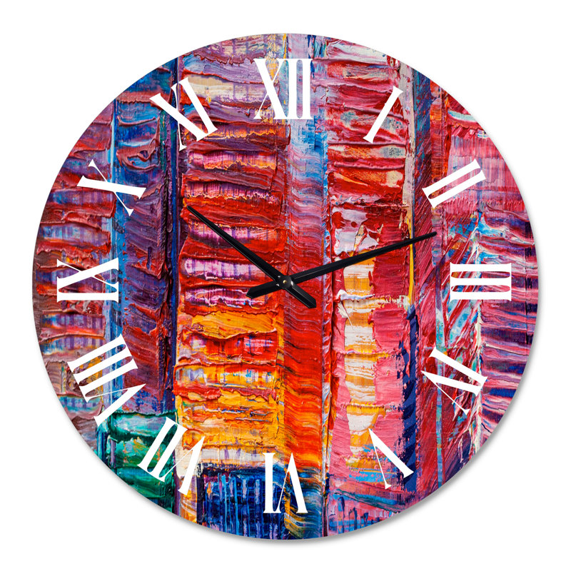 Matrice rouge avec touches de bleu - horloge murale moderne, Moyen