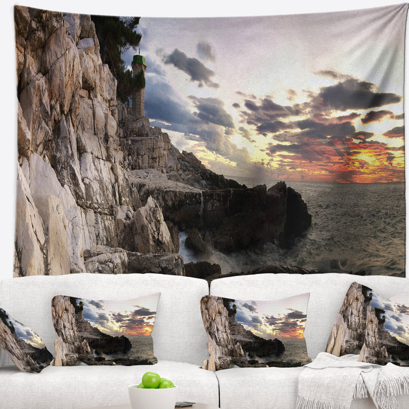 Paysage photographie adriatique sunset tapisserie, H 32 po x l 39 po