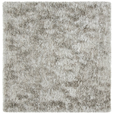 Tapis décoratif gris clair à poil long touffeté à la main Morrell