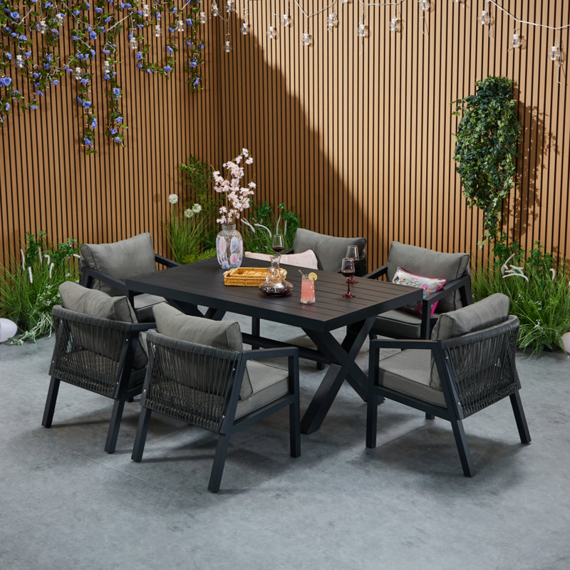6 - Person Patio Dining Set with Rectangular Table , Cushions Included, Dining Table