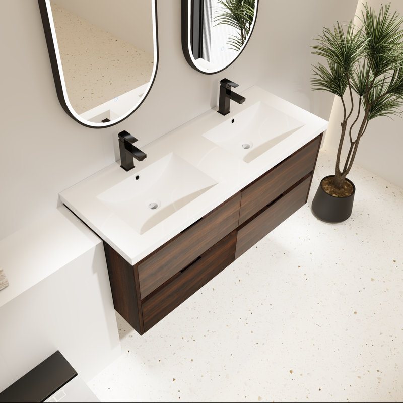 Meuble-lavabo 48 po avec double lavabo et rangement