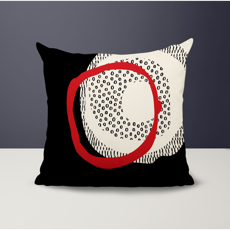 Coussin carré intérieur / extérieur pia, H 19 po x l 19 po, Rouge / noir / blanc cassé