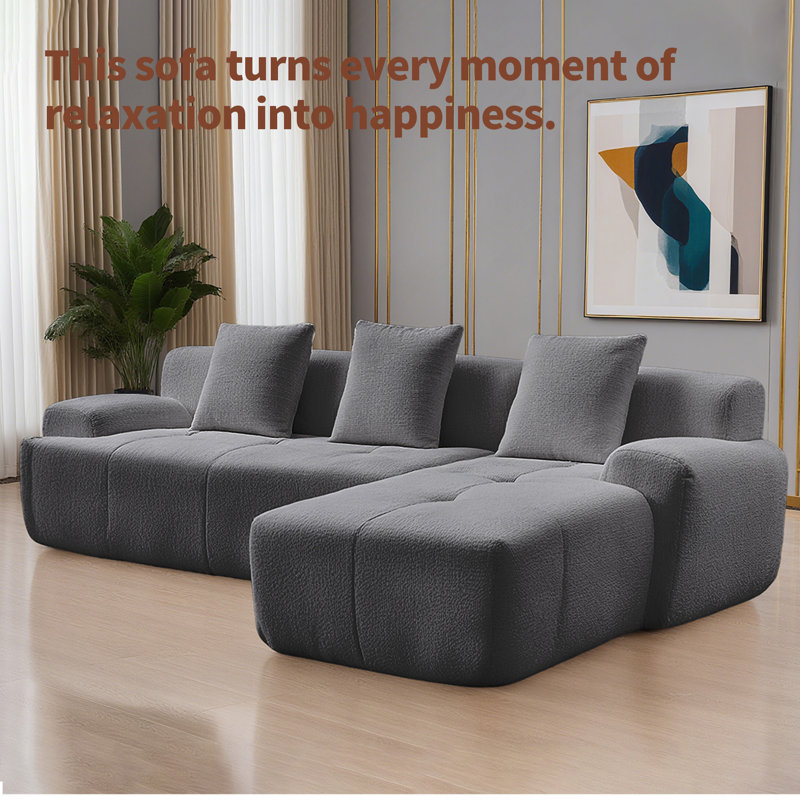 Canapé moderne en nuage, canapé modulaire avec méridienne en L, siège profond, convient aux salons, appartements et bureaux, aucun assemblage requis.
