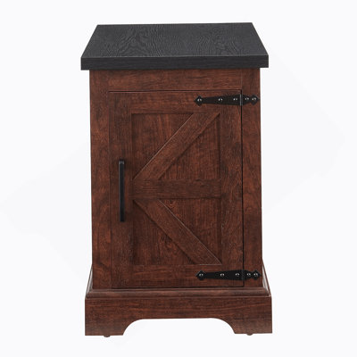 Farmhouse end table Nightstand Rectangular Farmhouse End Table with Barn Door