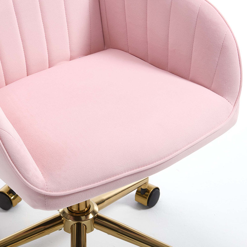 Chaise de bureau ergonomique réglable, Rose pastel, Doré
