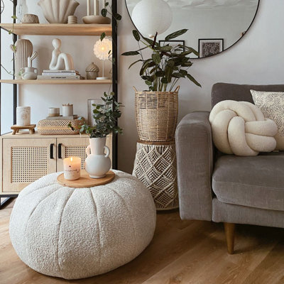 rucomfy Beanbags Snug Bean Bag Pouffe - Large Soft Footrest or Extra Seating - Home Decor Accessories for Living Room or Bedroom - Arrives Pre Filled - D62cm x H42cm
