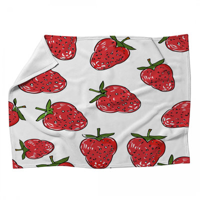 Jeté en molleton Strawberries - Jeté alimentaire pour canapés ou lits