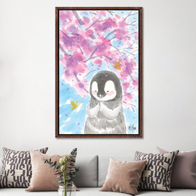 Cherry Blossom Penguin by Martin Hsu - Painting on Canvas