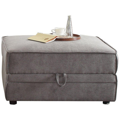 Repose-pieds 30 po x 34 po x 19 po en velours gris avec rangement