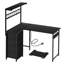 L-Shaped Metal Base Computer Desk with Power Outlet
