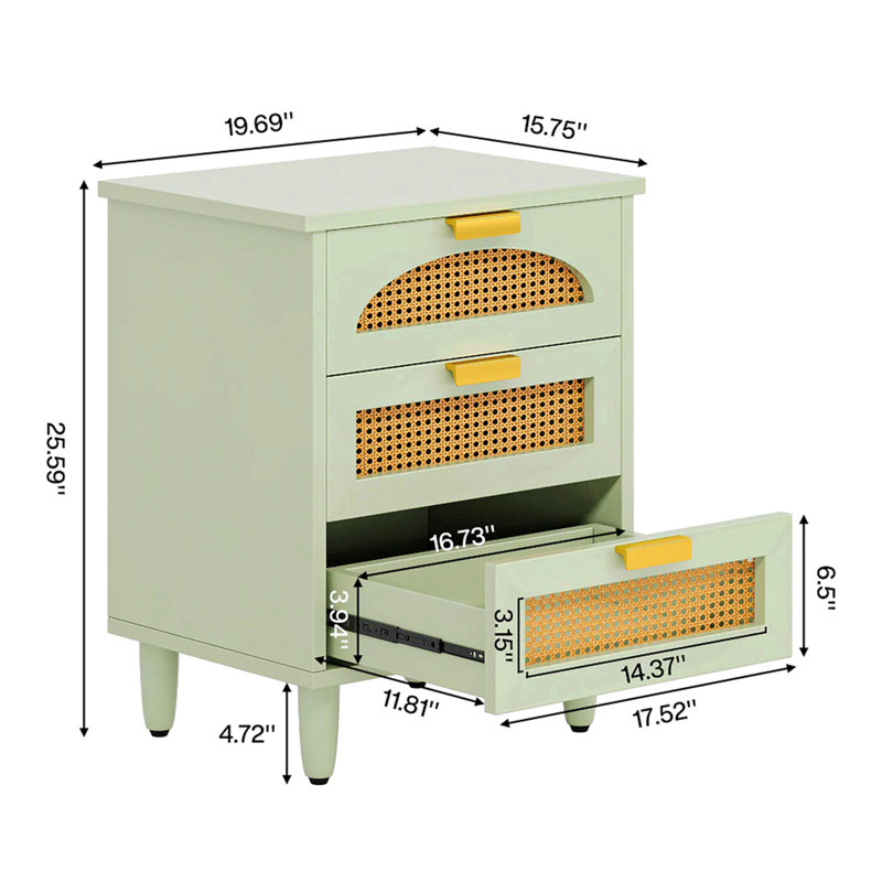 Table d'appoint en rotin, petite armoire de rangement, table de chevet