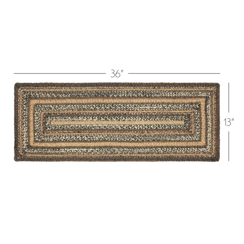 Birtwhistle Jute and Cotton Geometric Table Runner, Chestnut Brown/Country Black/Dark Tan