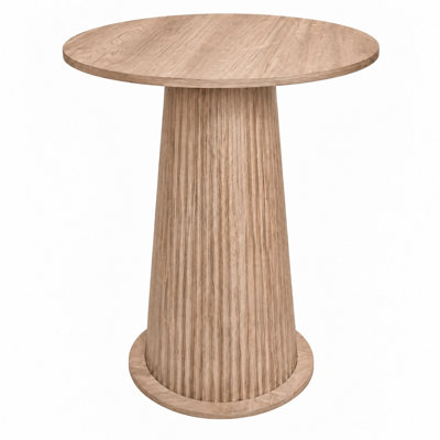 23.6" Round Bar Table with Fluted Pedestal Base, Natural Finish