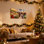 «Christmas Flower Market Christmas Scene with Music», ensemble de 3 impressions sur toile