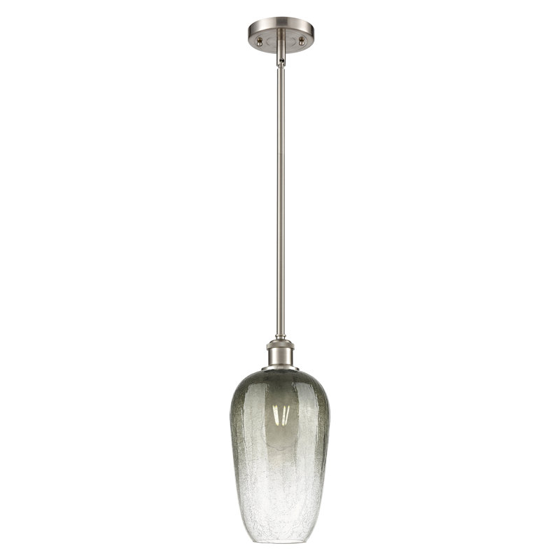 Mini luminaire suspendu à tige 1 lumière 7 "Ballston - flûte Brookhaven, Ardoise, Nickel satiné brossé