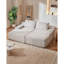 Très grande chaise longue double de 82,7 pouces, canapé modulaire en tissu de velours côtelé, canapé-lit confortable à assise profonde avec coussins moelleux et coussins décoratifs pour le salon, sans assemblage requis, beige