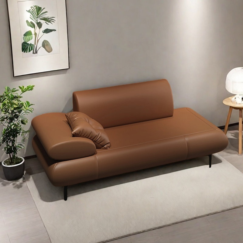 Chaise longue en similicuir léger et luxueux, Face à la gauche, Orange