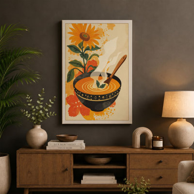 Sunflower in the Bowl Vintage - Wrapped Canvas