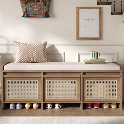 48" Entryway Bench With Hidden Storage And Cushion