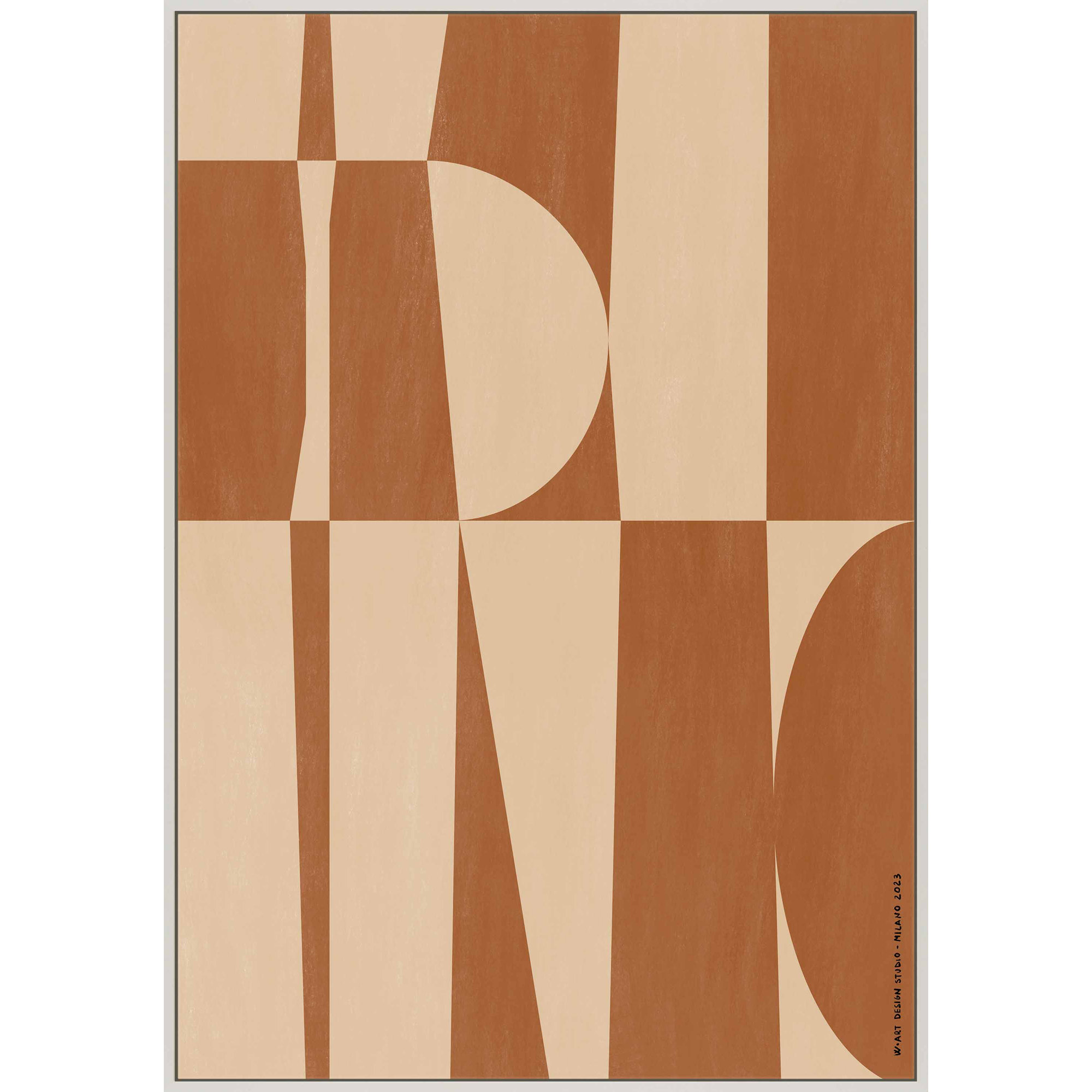 Hues Of Geometry 1 by Romina Gadler, White Canvas Framed, 30" H x 21" W