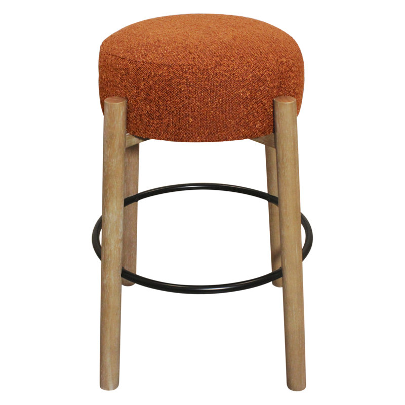 Tabouret Natalia en tissu bouclé, Orange, Tabouret de bar (siège d’une hauteur de 30 po)