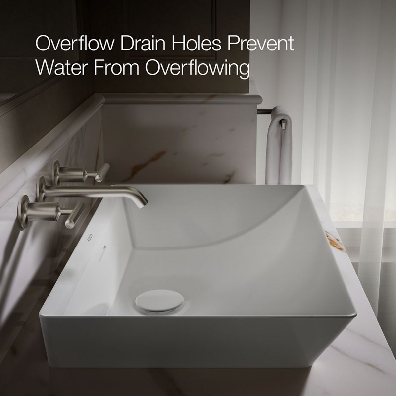 Brazn Rectangle Vessel Bathroom Sink, White, White
