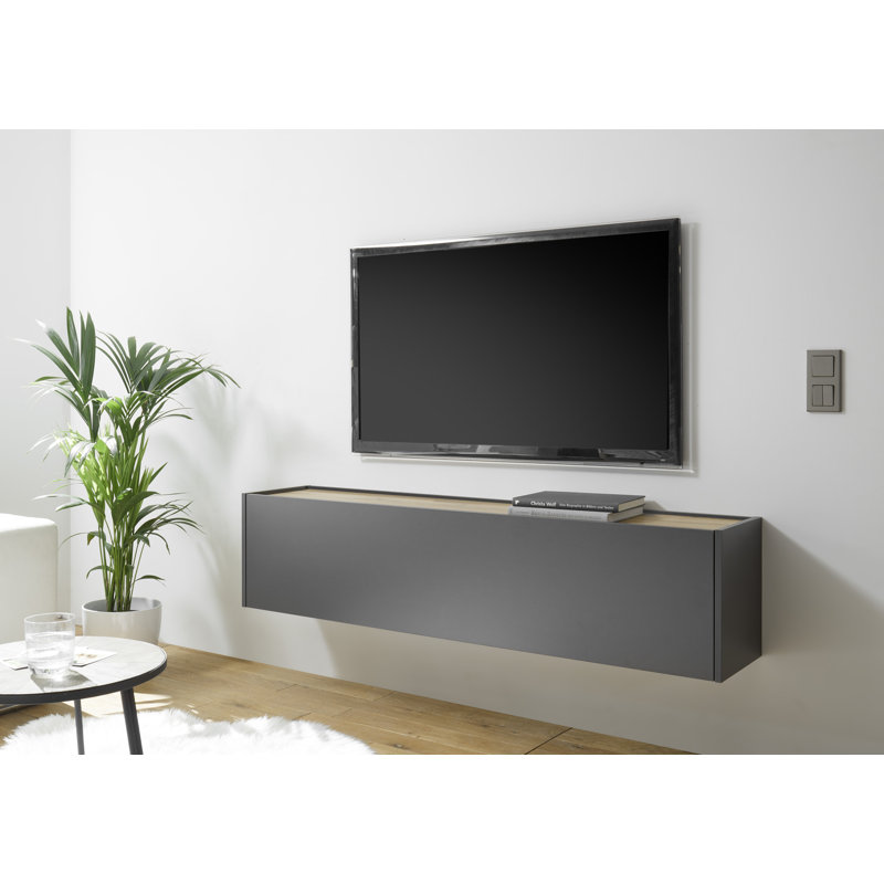 Allemans Unfinished TV Stand with Fireplace Included, Anthracite