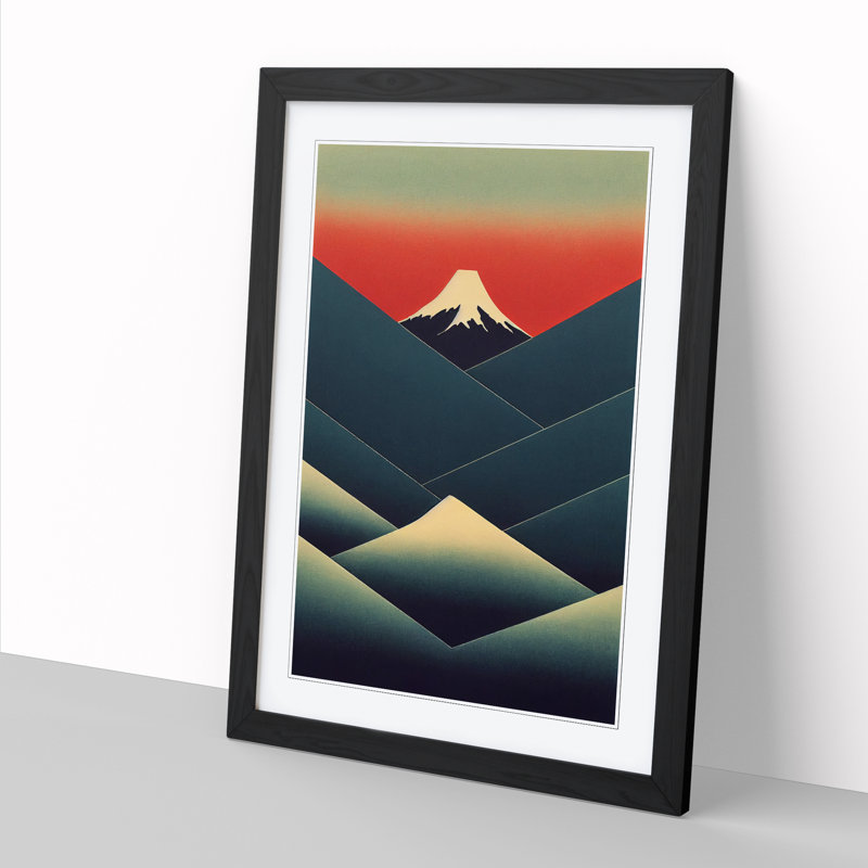 Liena Japanese Mountains Bauhaus 1 Piece Wall Art, 46cm H x 2cm W x 3cm D, Oak