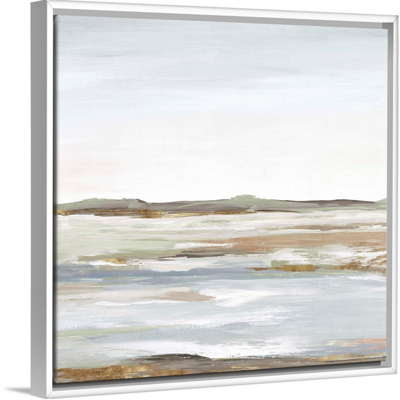 Vastness I by Eva Watts - Painting on Canvas, Picture Framed Canvas, 14" H x 14" W, White