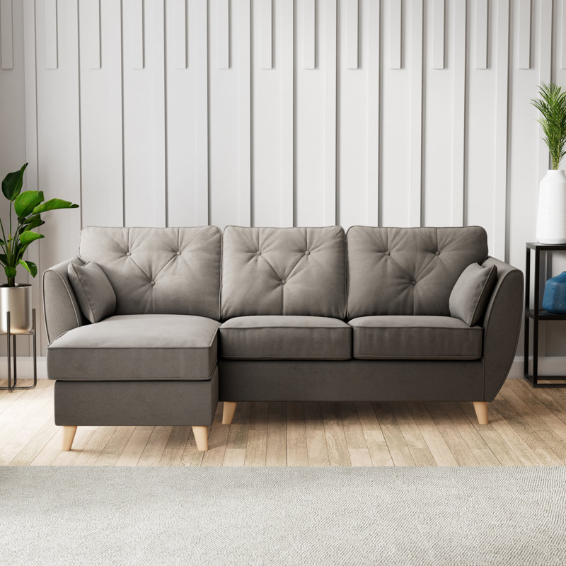 HOXTON CHAISE FOAM MALIA FOOT, Left Hand Facing, Beige Wood, Asphalt