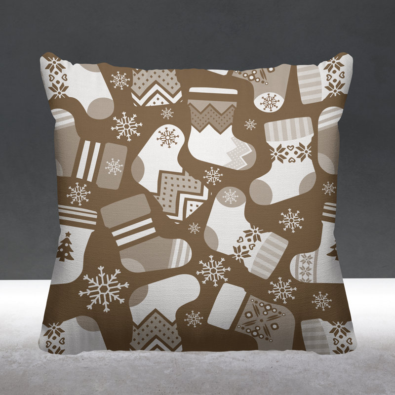 Coussin décoratif intérieur / extérieur Christmas Stockings, L 17 po x H 17 po, Beige
