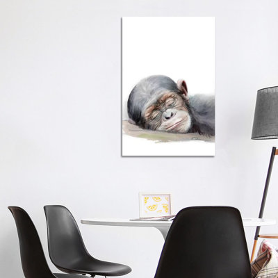 Sleeping Baby Chimpanzee by Watercolor Luv - Wrapped Canvas Gallery-Wrapped Canvas Giclée