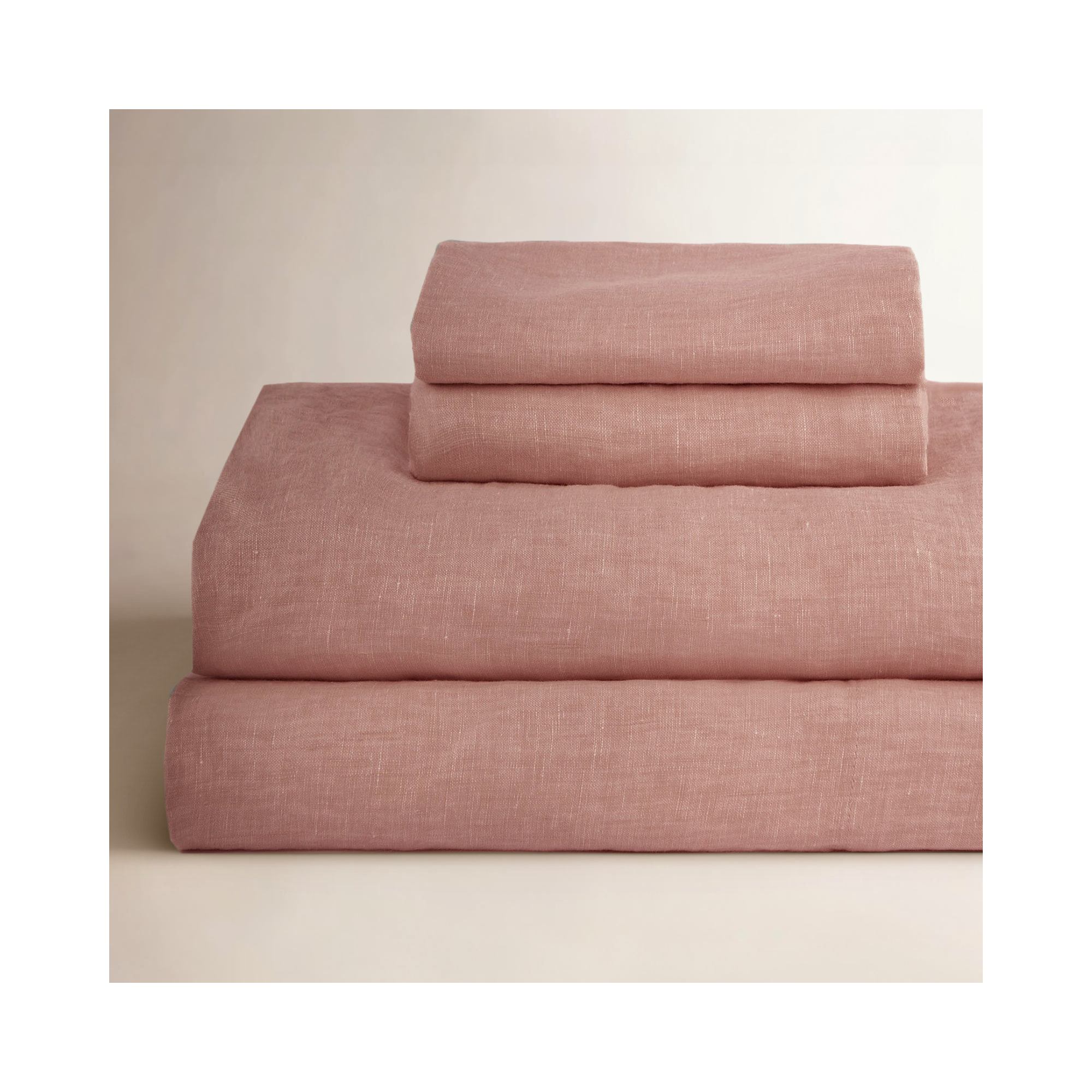 100% French Linen Sheet Set, Clay, King Sheet Set with 2 Pillowcases