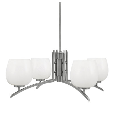 Kurve Light Chandelier With 6" White Marble Glass