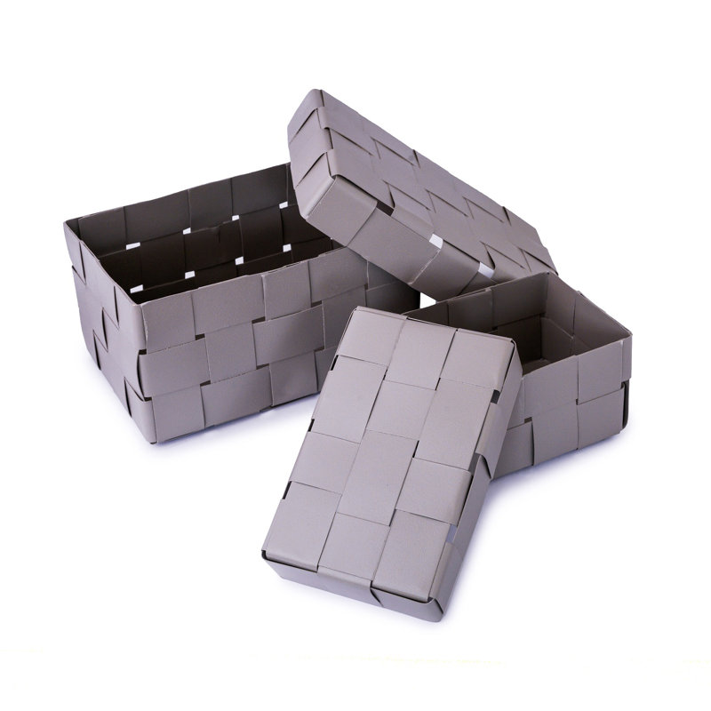 Boîte de rangement en métal tressé (lot de 2), H 4,5 po x l 5,5 po x P 8,5 po, Gris