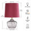 Lampe de table 15 pouces en verre rose pour enfants avec abat-jour en velours pour chambre de fille, chambre de bébé