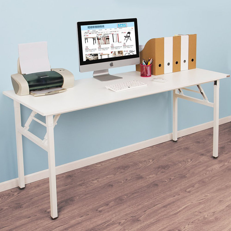 Katie Adjustable Metal Base Computer Desk, 29.5" H x 63" W x 23.6" D, White/White