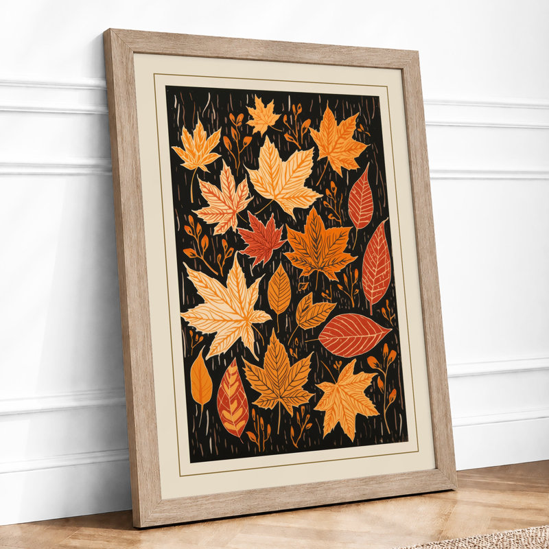 Autumn Leaves Botanical - Framed Print, A4 - 29.7 x 21.0 cm, Oak