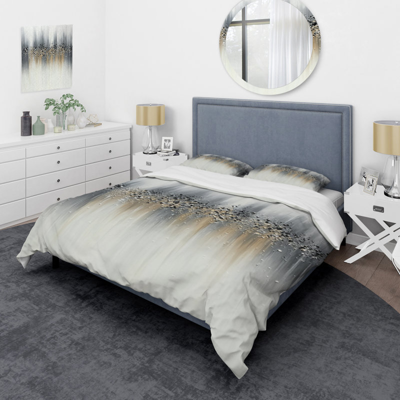 Ensemble de housse de couette en microfibre / polyester Gentle Grey Serenity, Housse de couette pour très grand lit et 2 très